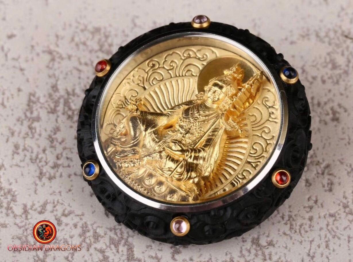 Pendentif Bouddha- Ghau- Guru Rinpoche - obsidian dragons