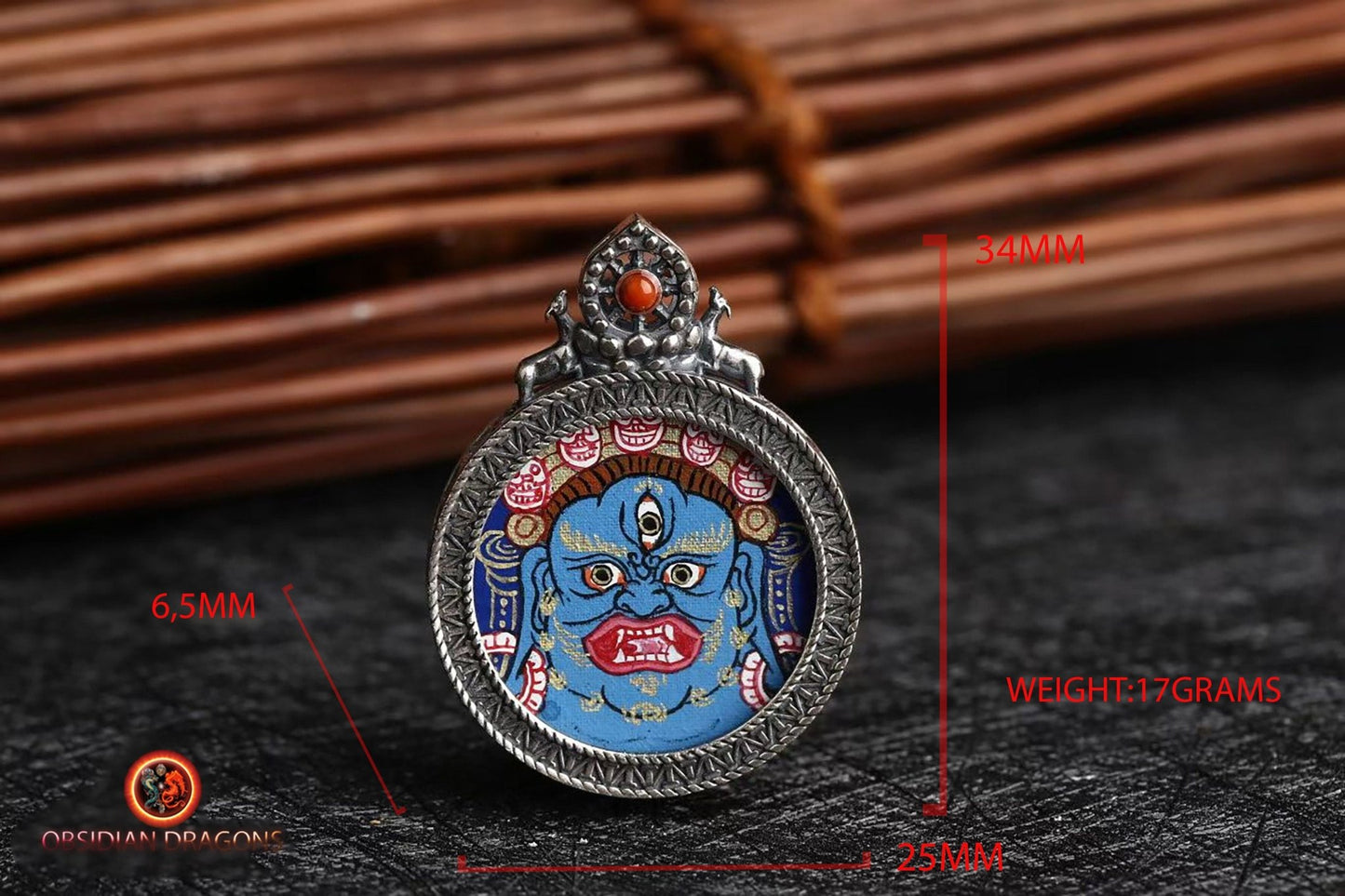 Pendentif Tangka tibétain- Mahakala