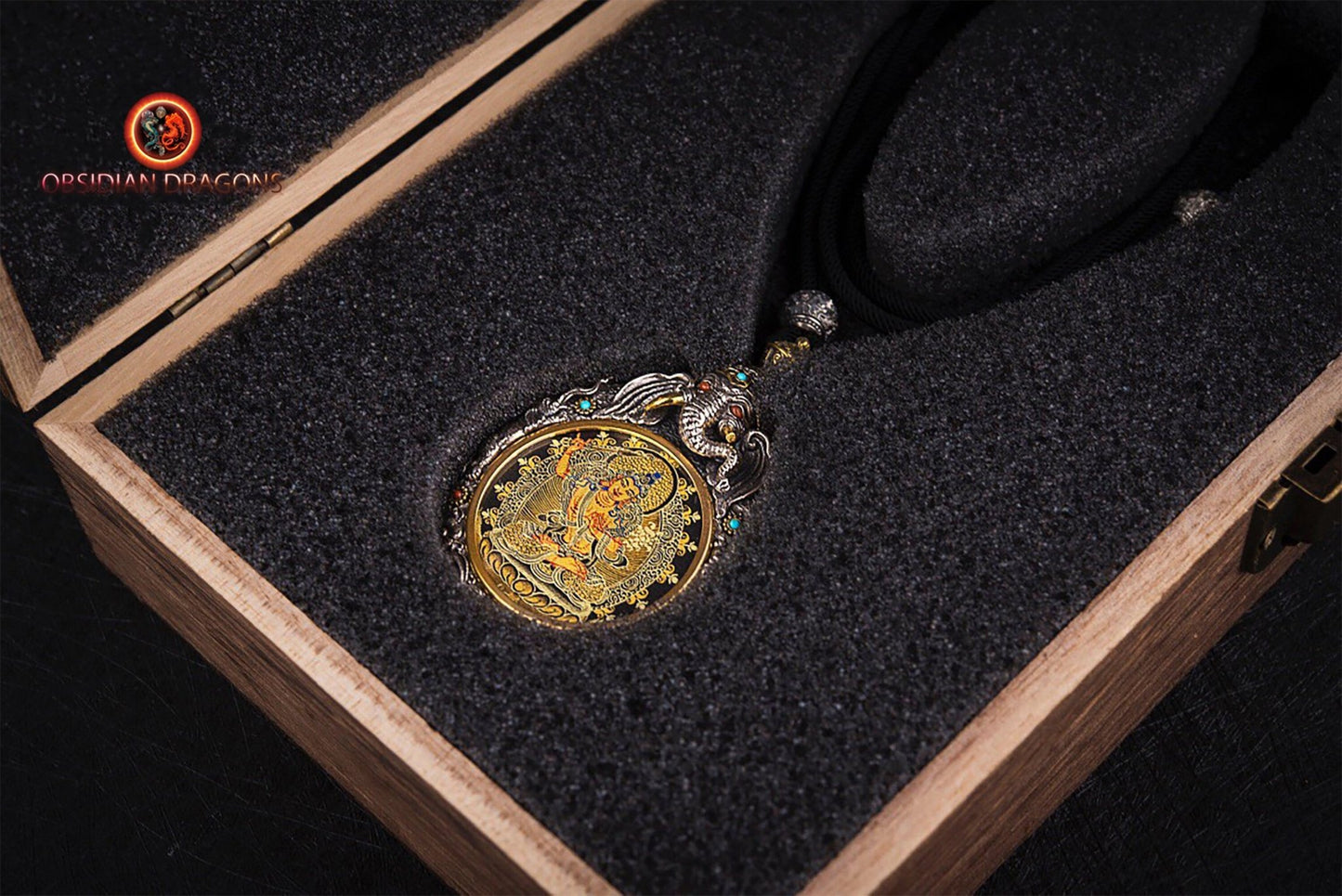 Pendentif thangka tibétain- Bouddha Manjushri
