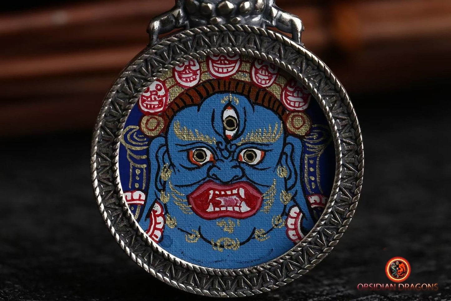 Pendentif Tangka tibétain- Mahakala