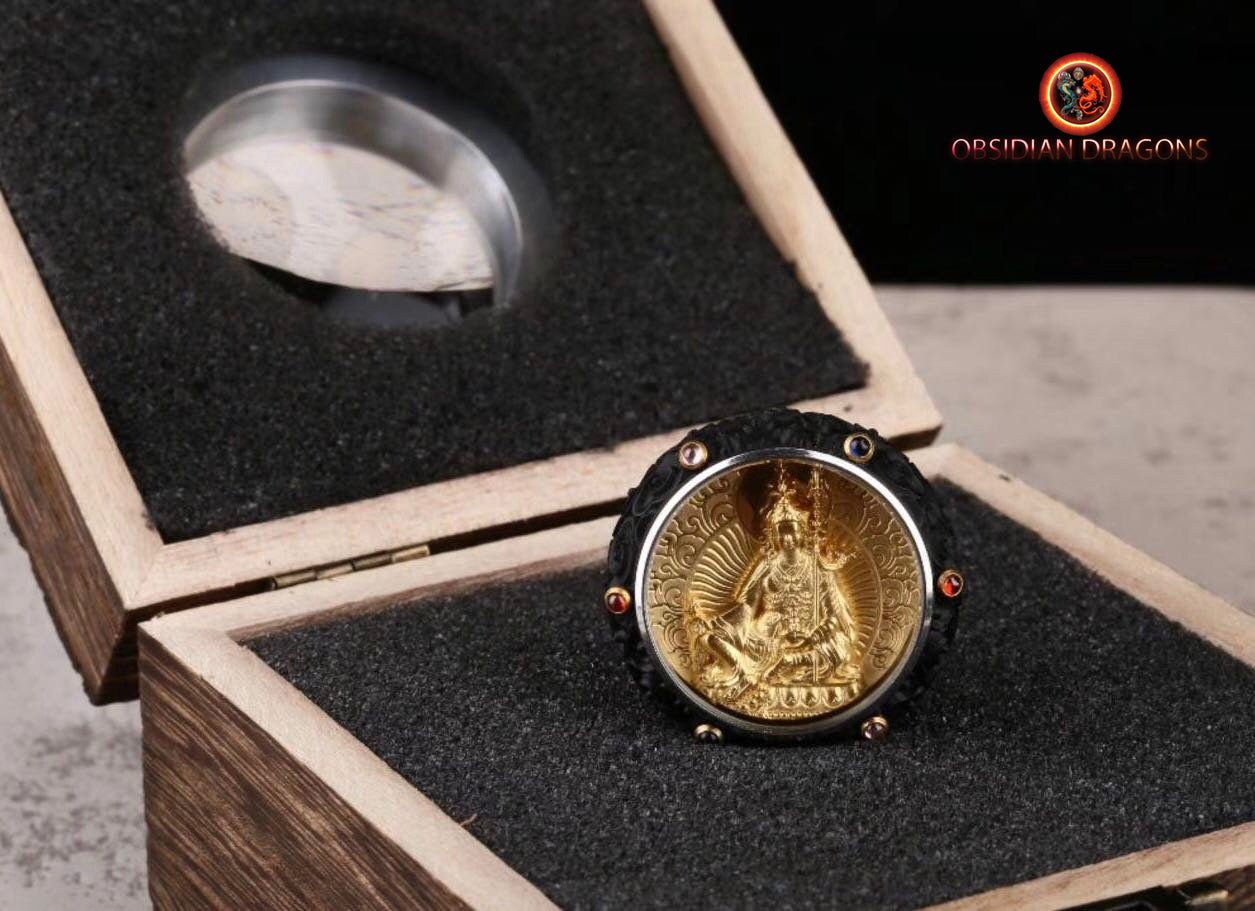 Pendentif Bouddha- Ghau- Guru Rinpoche - obsidian dragons