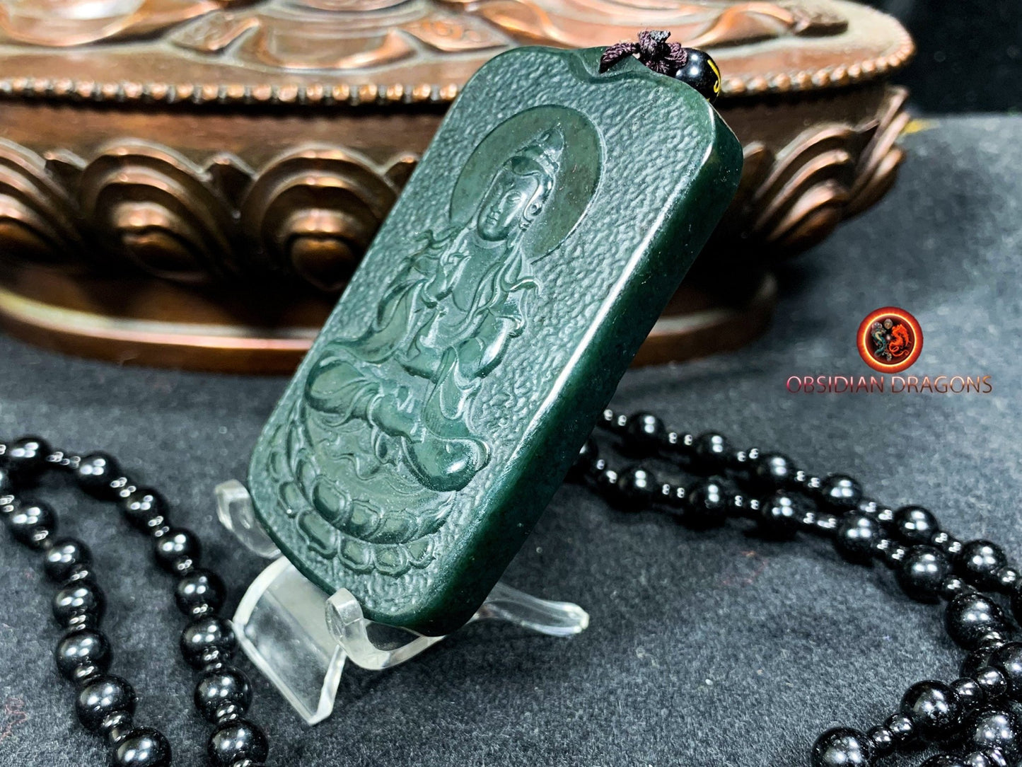 Pendentif bouddha en jade- Guan Yin