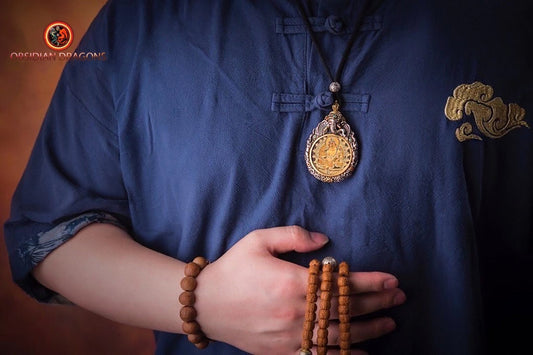 Pendentif thangka tibétain- Bouddha- Jambhala