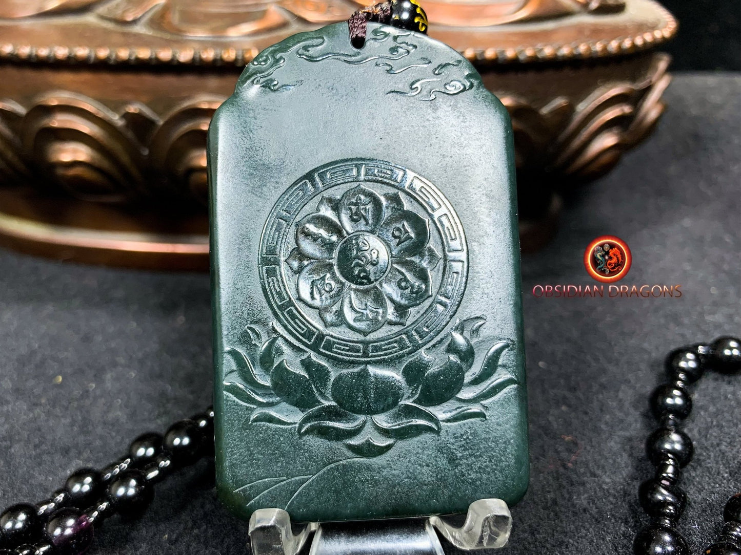 Pendentif bouddha Amitabha en jade néphrite naturel