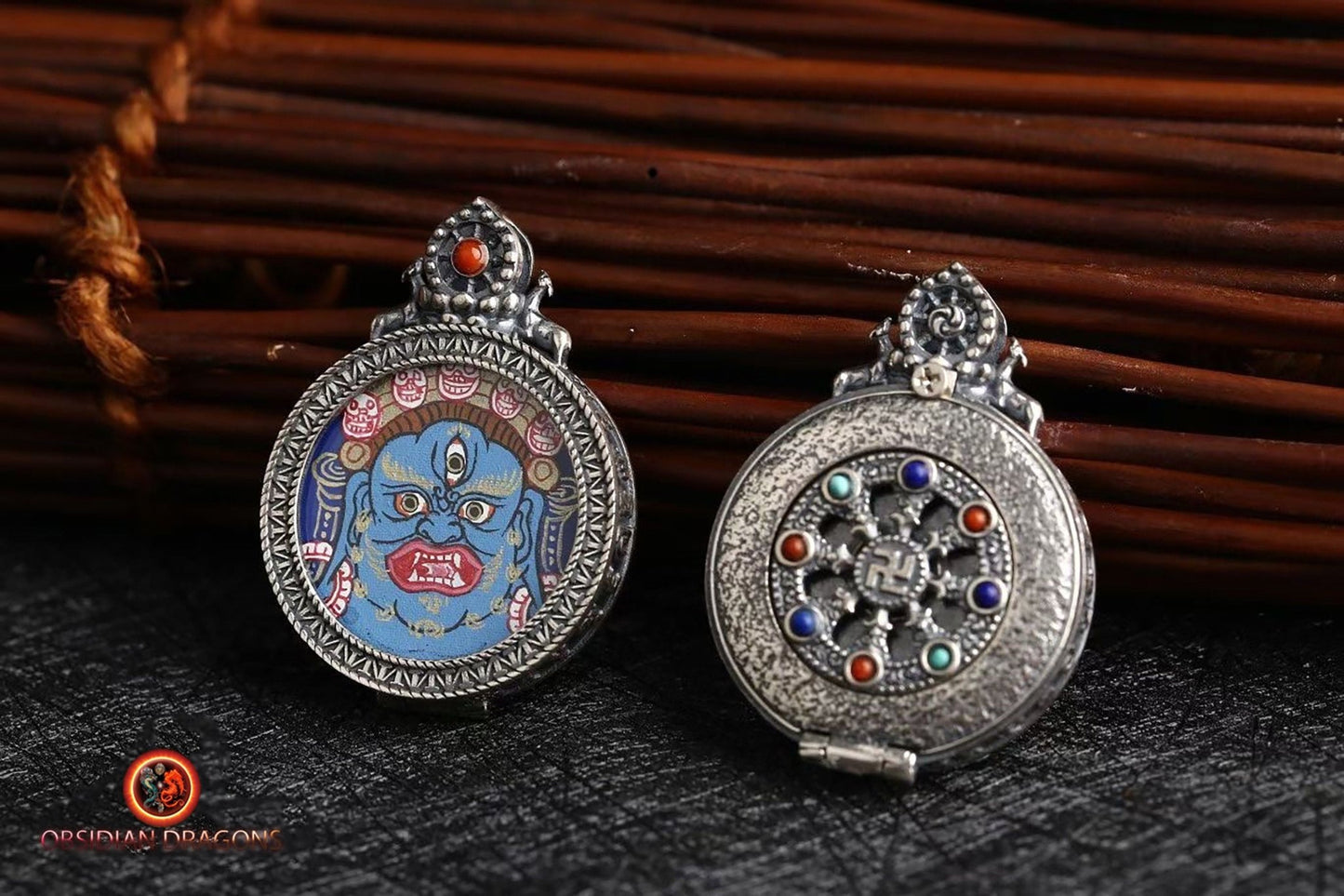Pendentif Tangka tibétain- Mahakala