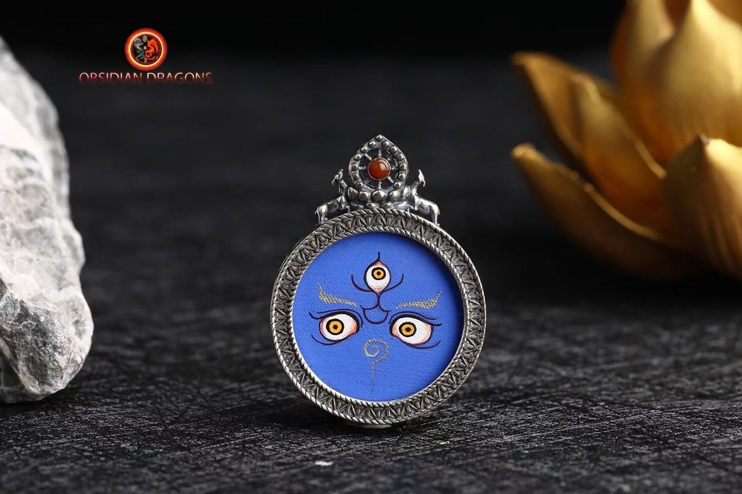 Pendentif Yeux de Bouddha Courroucés en Cinq Couleurs