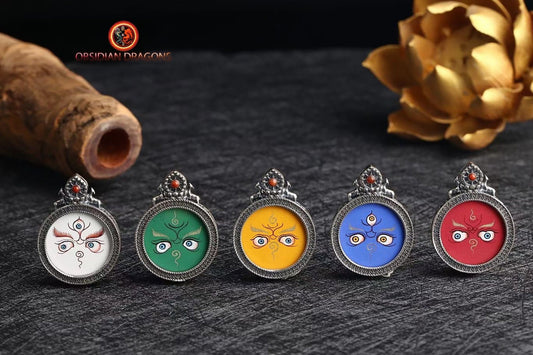 Pendentif Yeux de Bouddha Courroucés en Cinq Couleurs