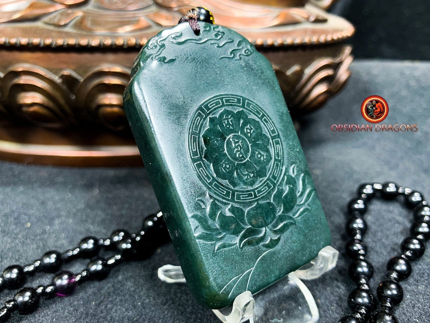 Pendentif bouddha Amitabha en jade néphrite naturel