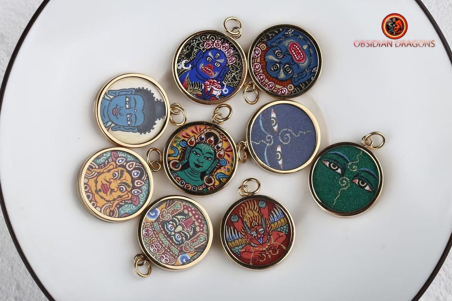 Pendentif Tangka- Tara Verte- Or 18K