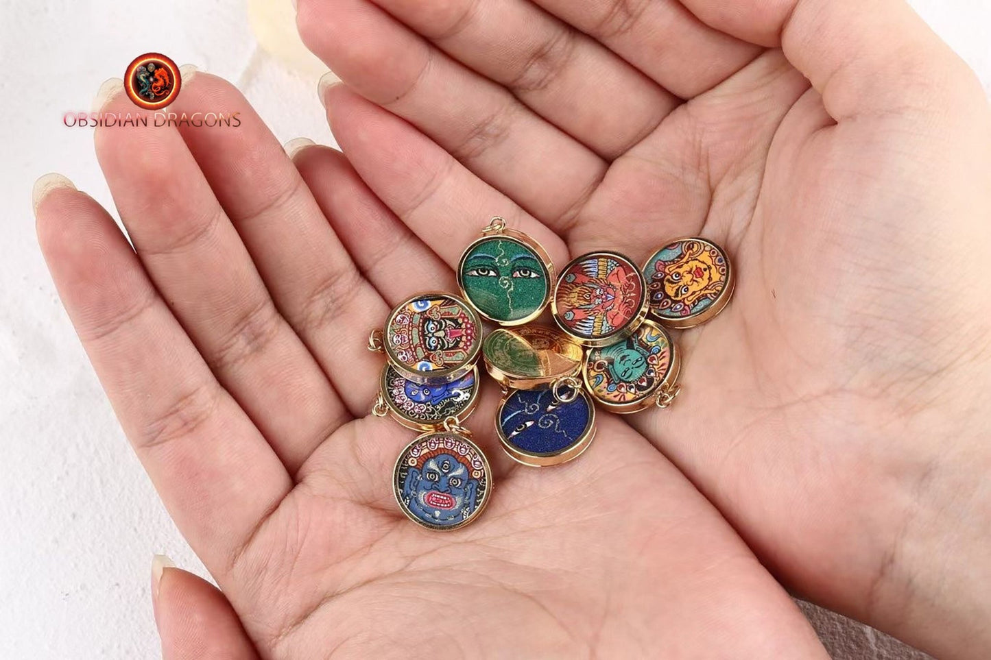 Pendentif Tangka- Tara Verte- Or 18K