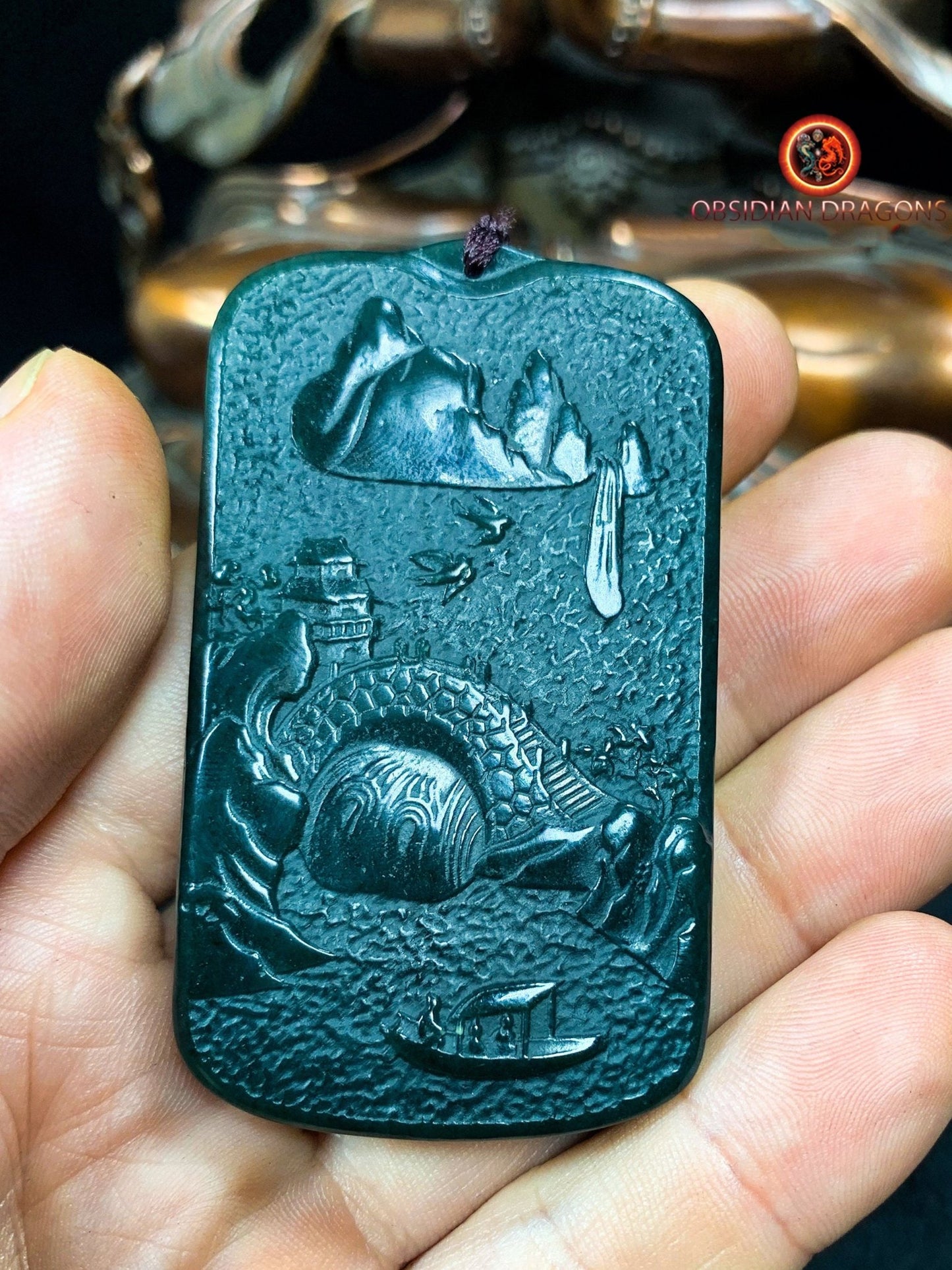 Pendentif bouddha en jade- Guan Yin