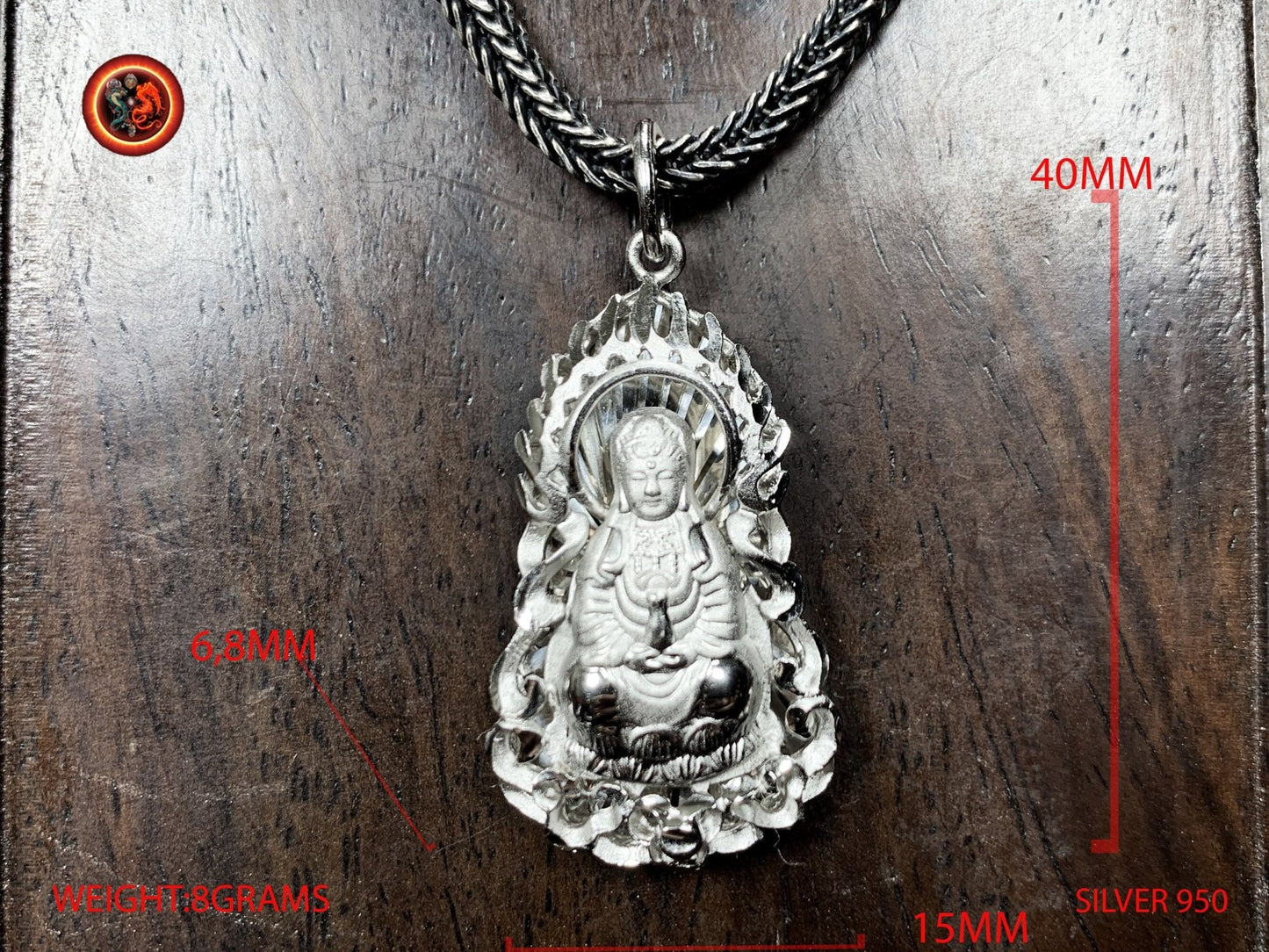 Pendentif bouddha en argent- Bodhisattva Guan Yin