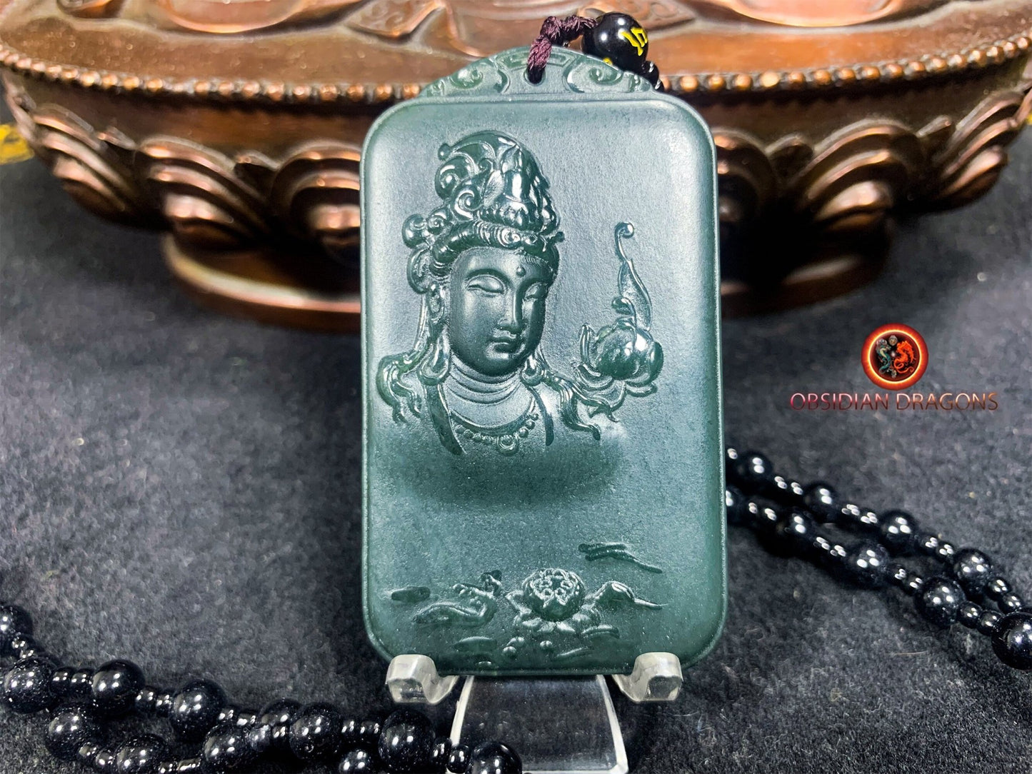 Pendentif bouddha en jade- Guan Yin