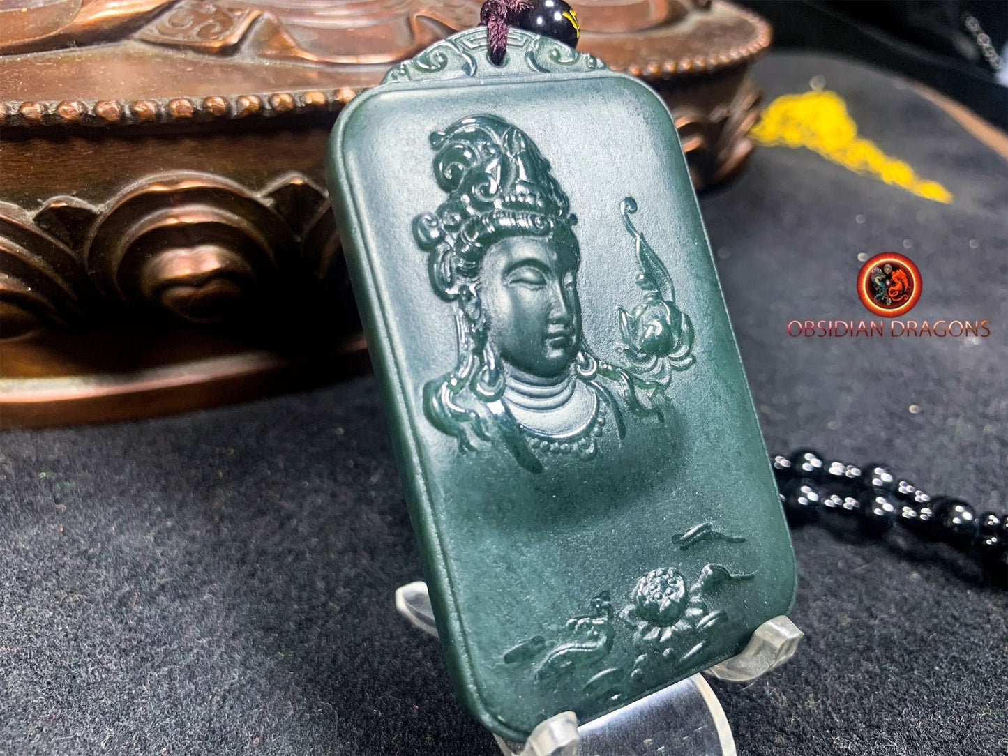 Pendentif bouddha en jade- Guan Yin
