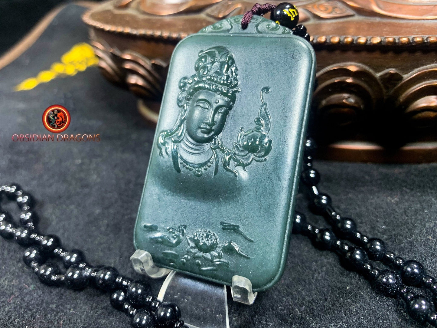 Pendentif bouddha en jade- Guan Yin