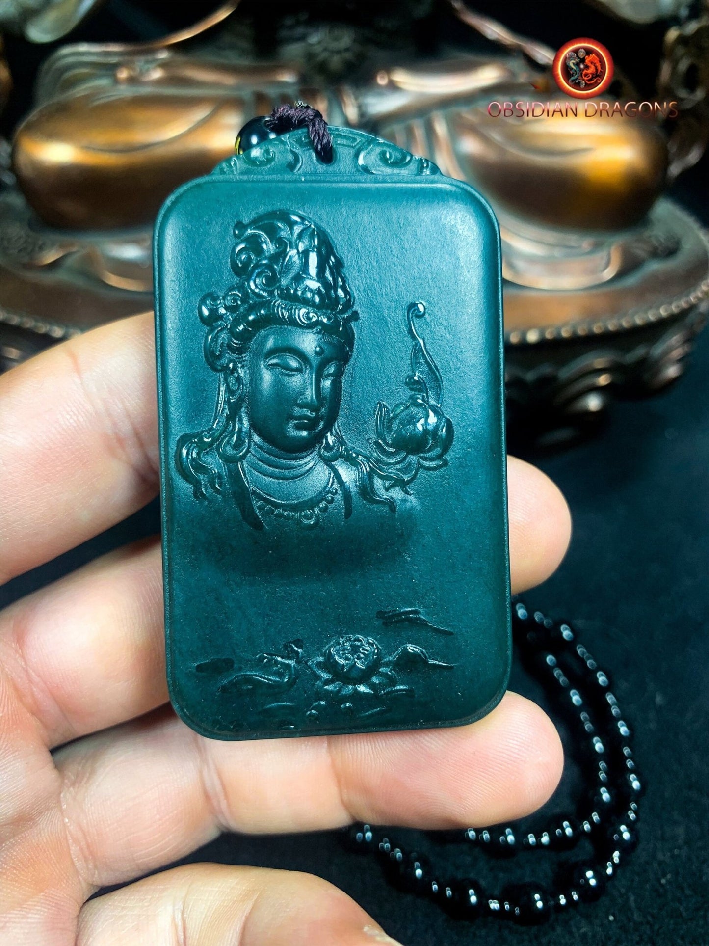 Pendentif bouddha en jade- Guan Yin