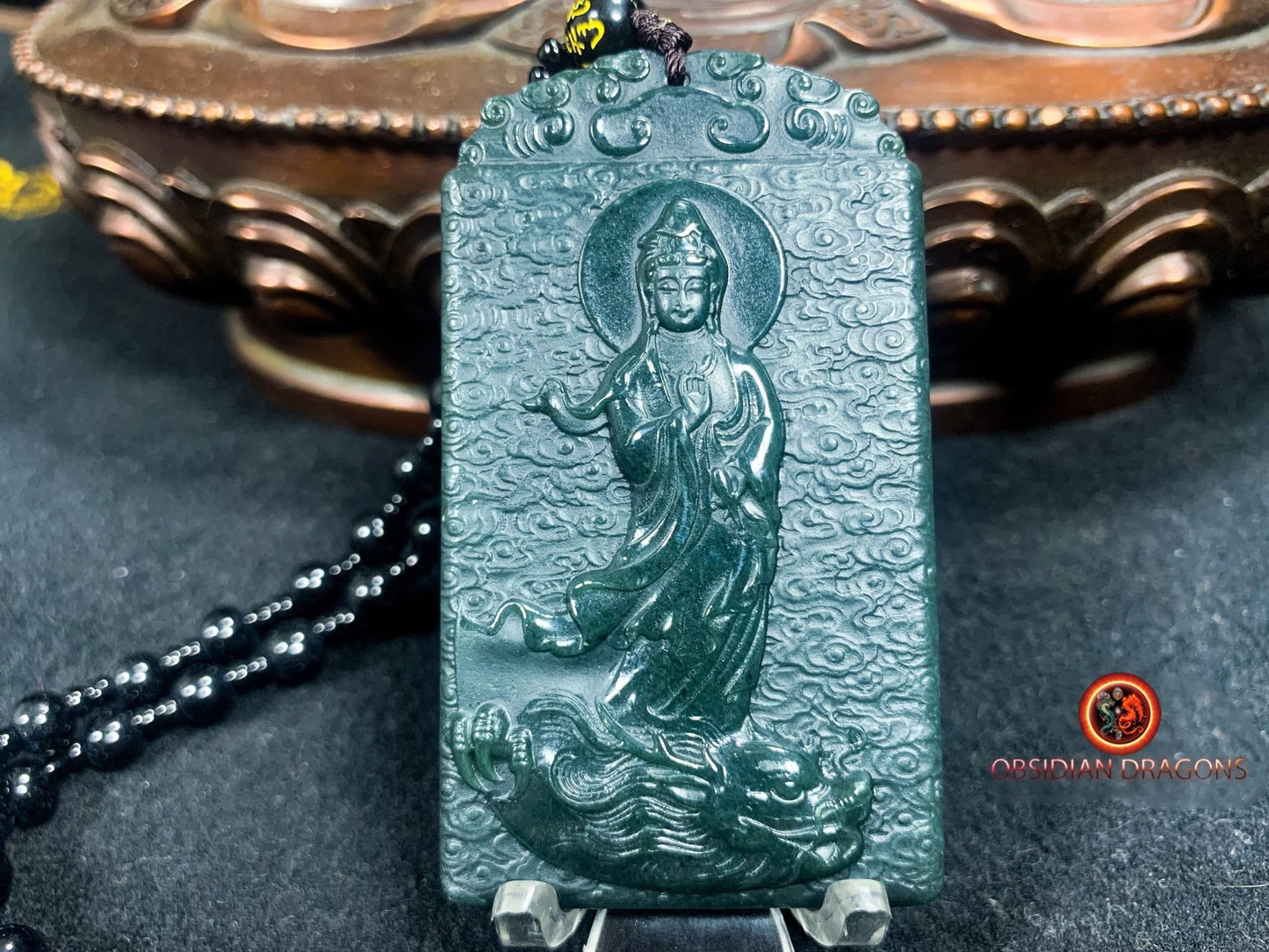 Pendentif bouddha en jade- Guan Yin