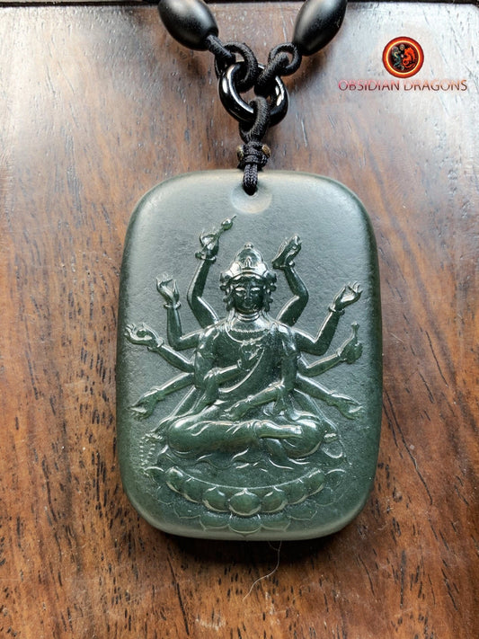 Pendentif bouddha en jade - Chenrezi