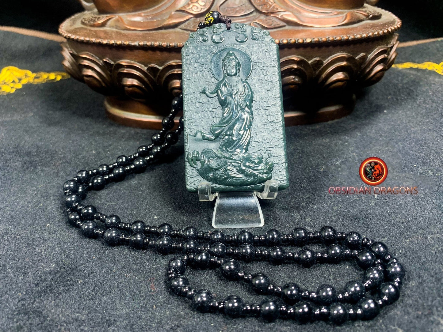 Pendentif bouddha en jade- Guan Yin