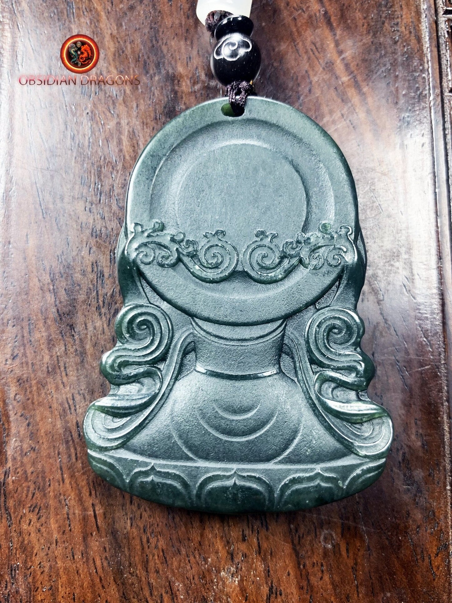 Pendentif bouddha en jade - Chenrezi en powa
