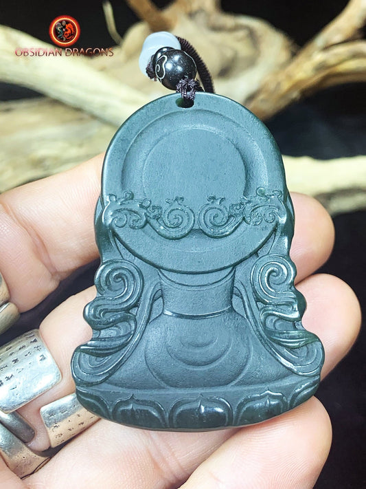Pendentif bouddha en jade - Chenrezi en powa