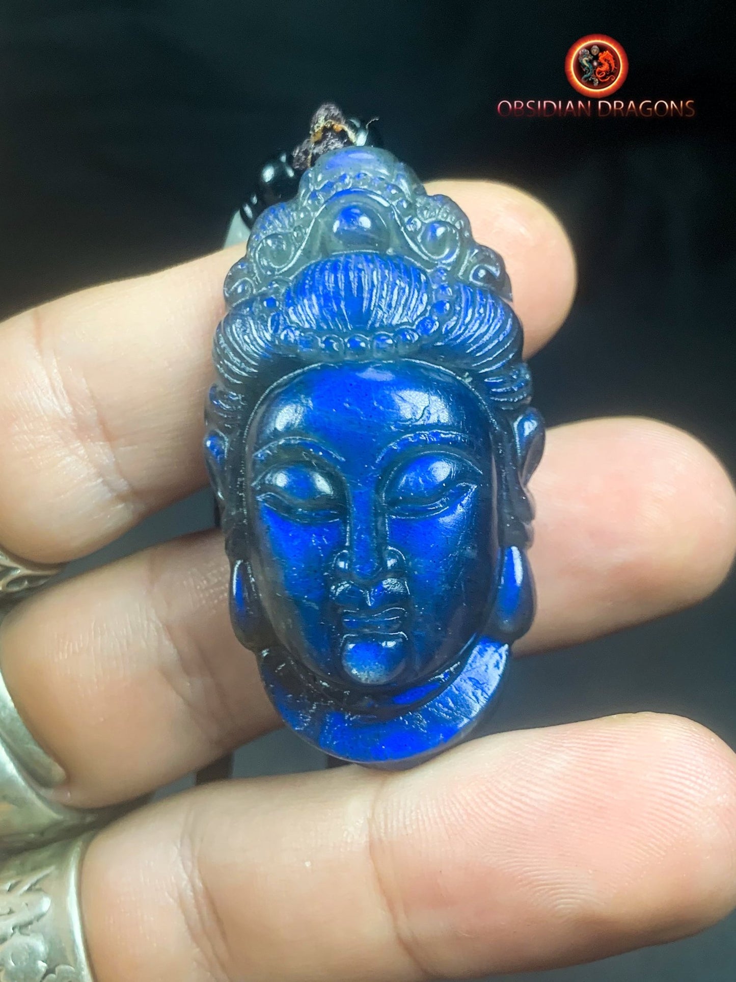 Pendentif Bouddha en labradorite- Guan Yin