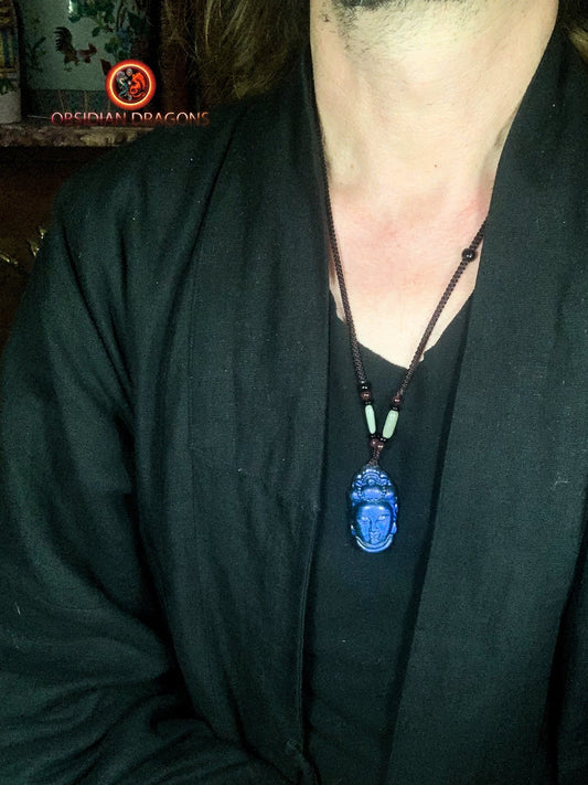 Pendentif Bouddha en labradorite- Guan Yin