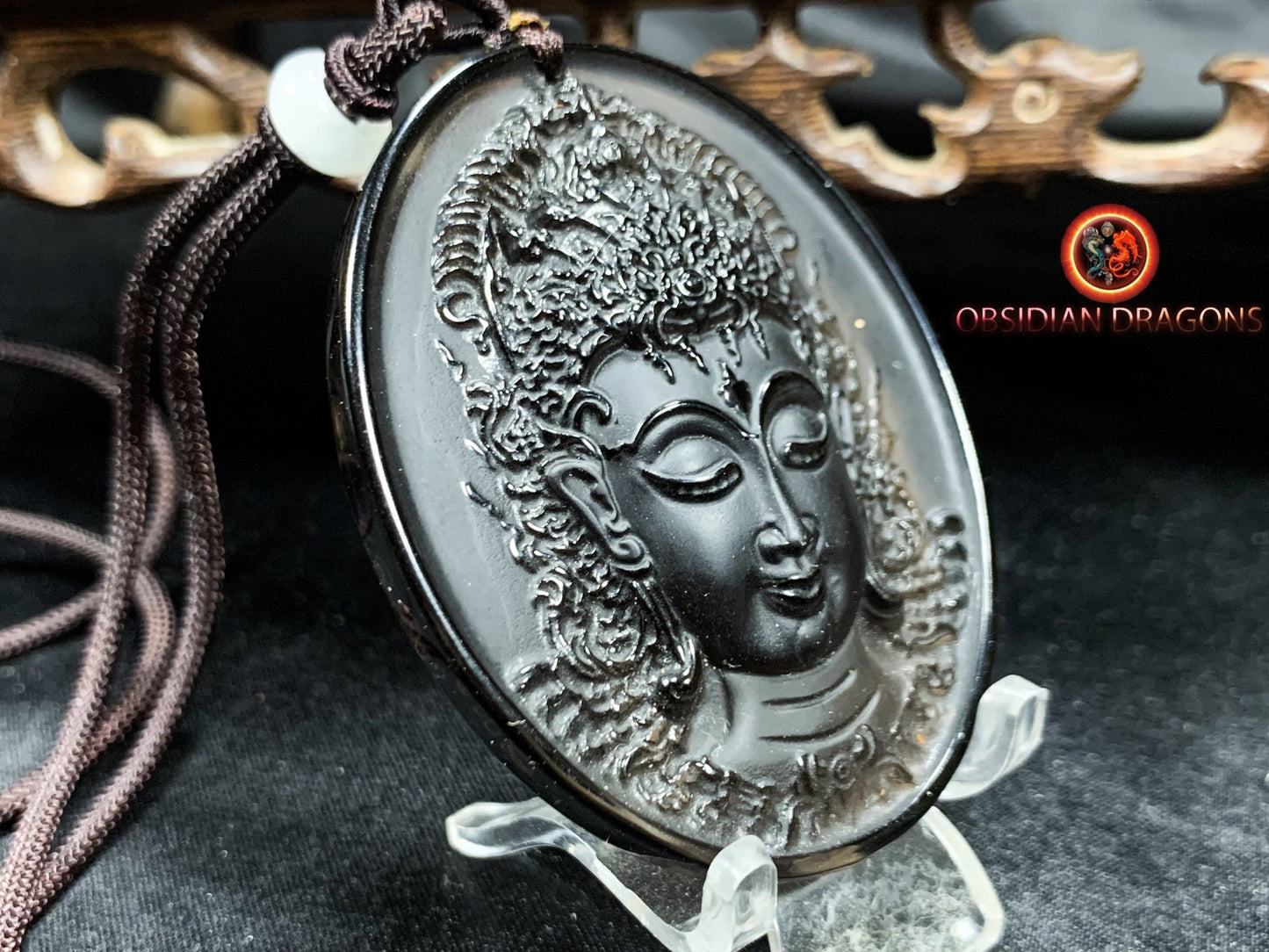 Pendentif Tara- Obsidienne- Sak Yant