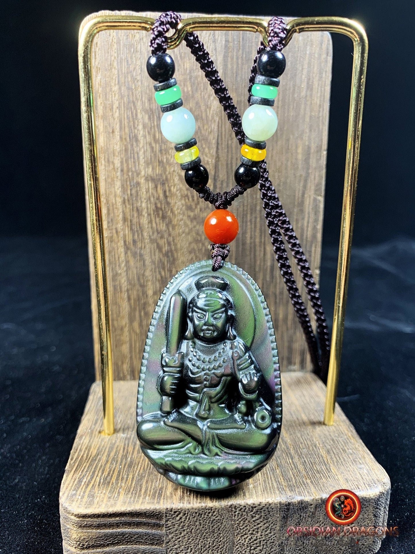 Pendentif bouddha en obsidienne- Acala