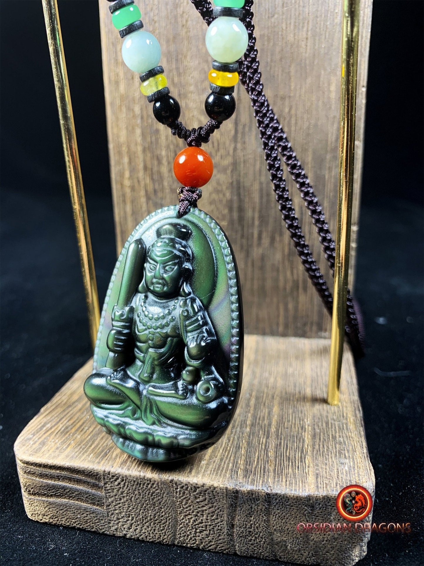 Pendentif bouddha en obsidienne- Acala