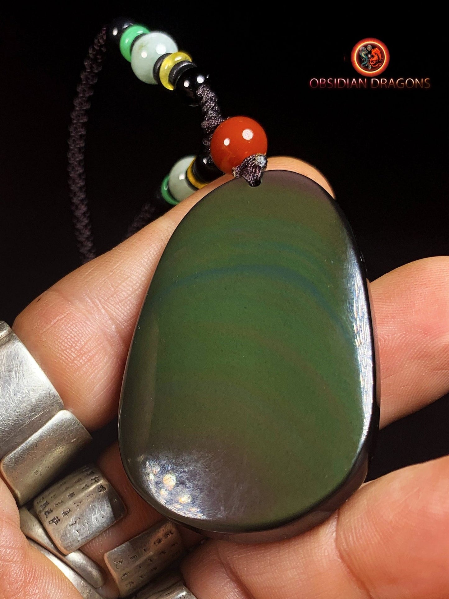Pendentif bouddha en obsidienne- Acala