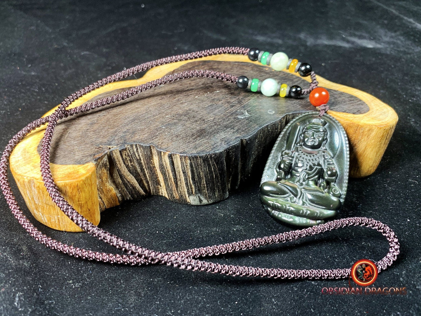 Pendentif bouddha en obsidienne- Acala