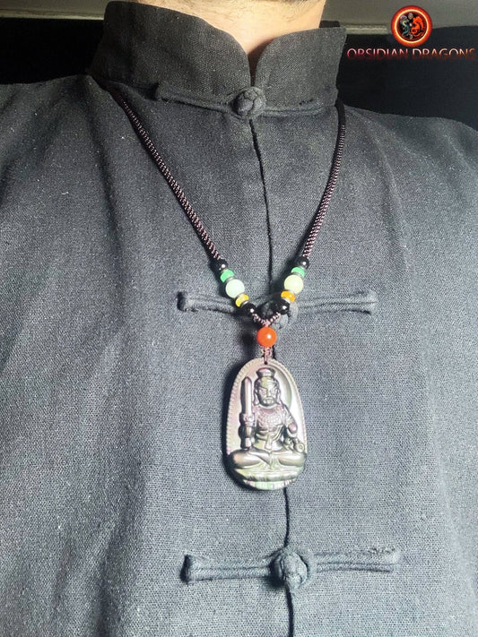 Pendentif bouddha en obsidienne- Acala