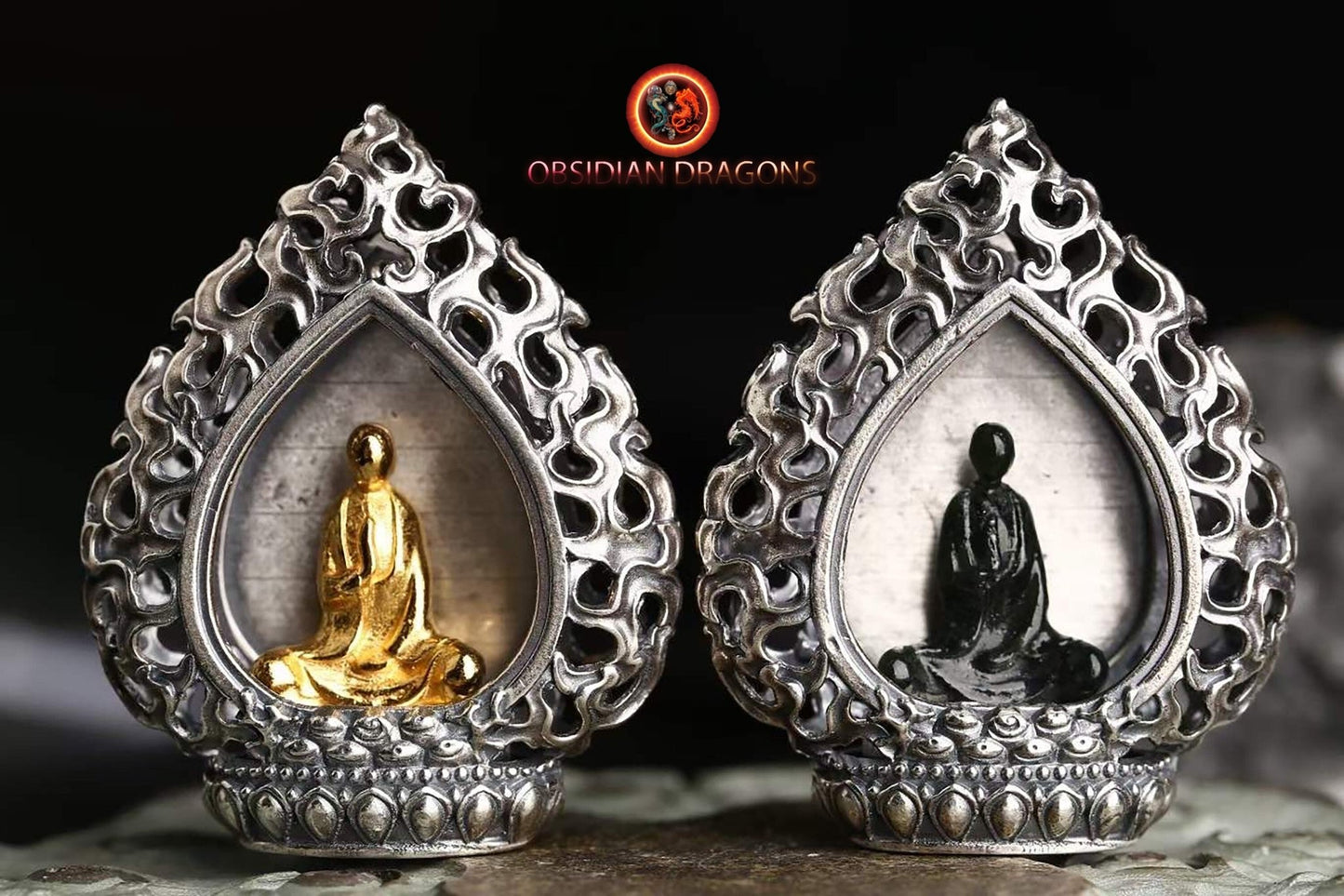 Pendentif Bouddha- Jade ou or- Argent 925 | obsidian dragons