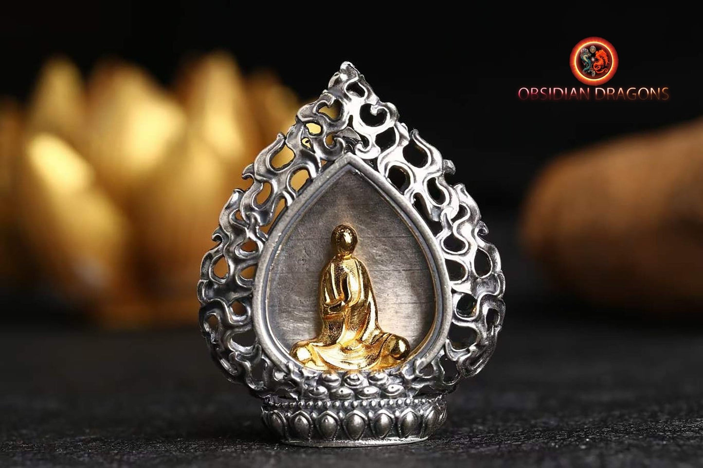 Pendentif Bouddha- Jade ou or- Argent 925 | obsidian dragons