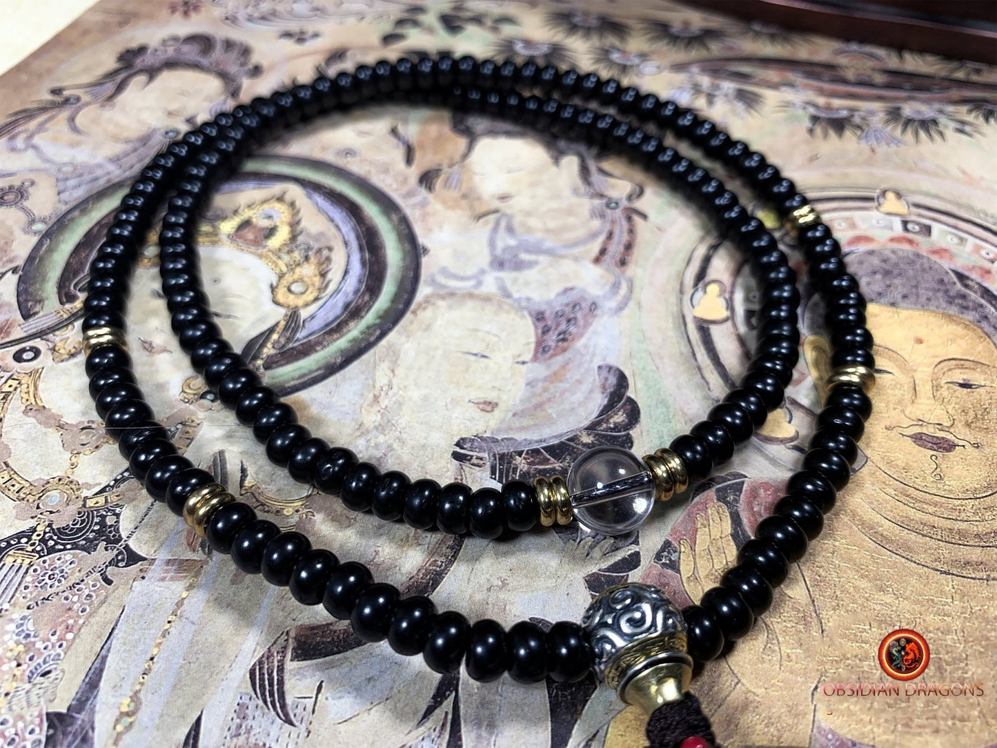 Pendentif bouddha. Bodhisattva Chenrezig/ Guan Yin sous sa forme à milles brasAmulette de protection du bouddhisme vajrayana esoterique tibétain. - obsidian dragon
