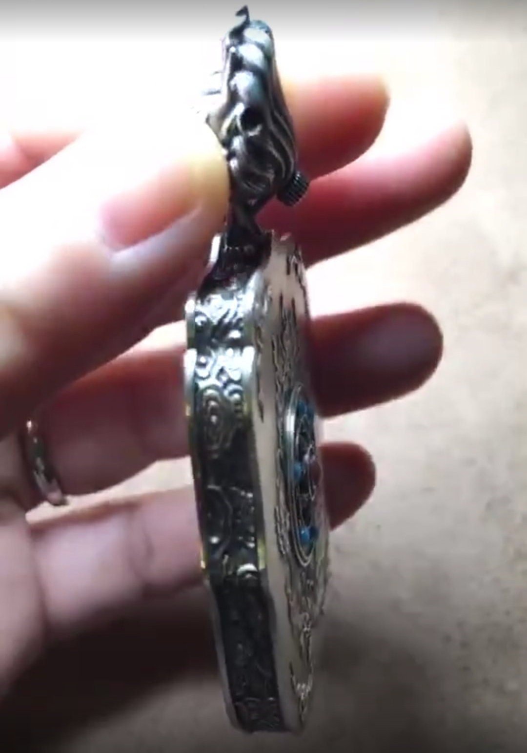 Pendentif Bouddha Samantabhadra. Amulette de protection tibétaine en argent massif 925 - Tangka traditionnel - obsidian dragon