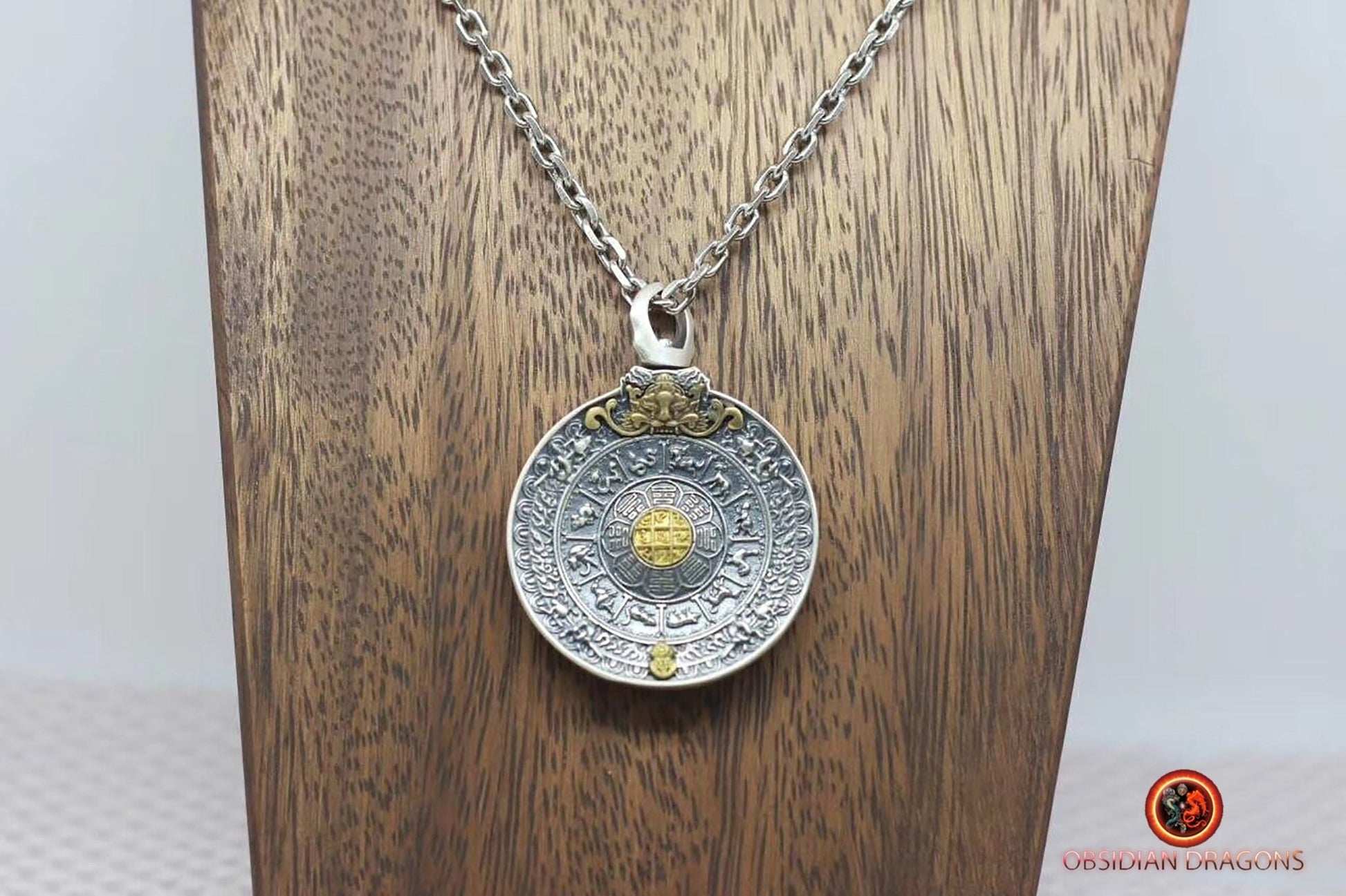 Pendentif miroir tibétain mélong- repousser les influences négatives