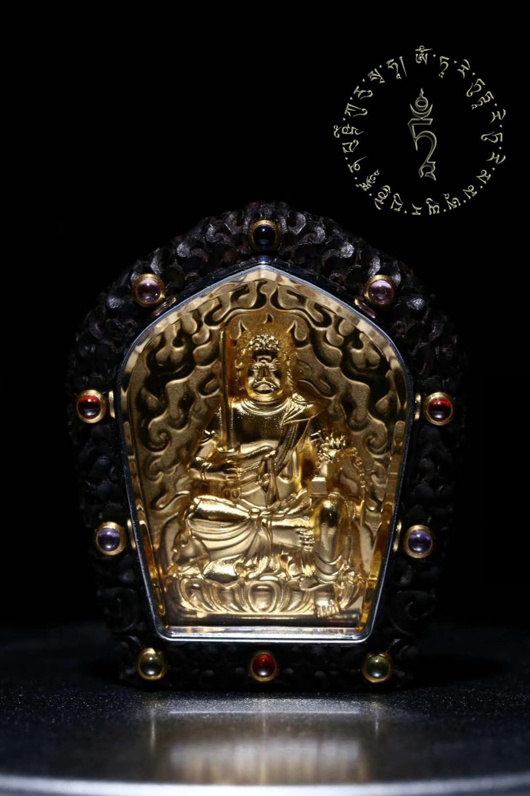Pendentif bouddha Acala. Amulette de protection tibetaine. - obsidian dragon