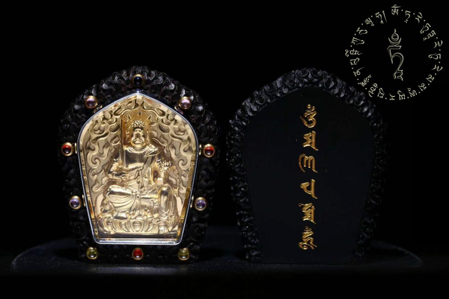 Pendentif bouddha Acala. Amulette de protection tibetaine. - obsidian dragon