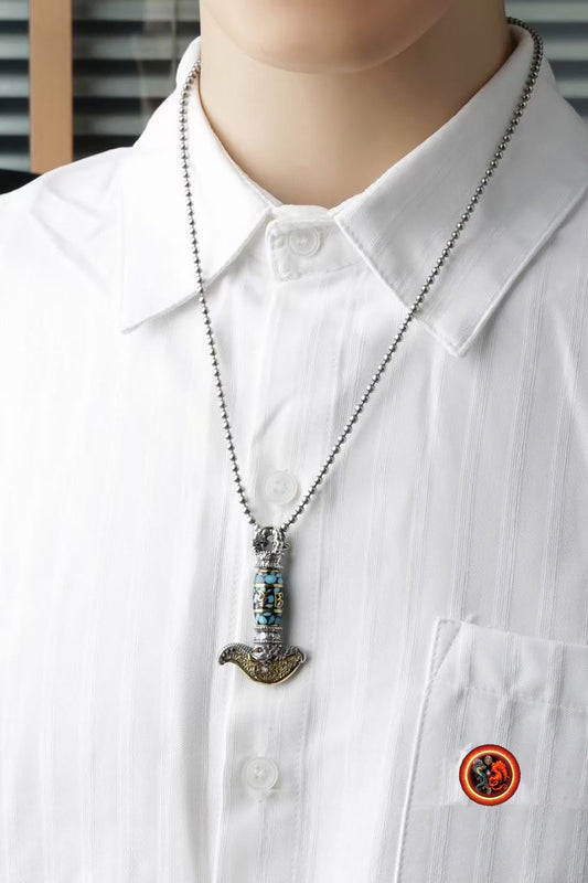 Kartika, Pendentif Bouddhiste Tibétain - Symbole Tantrique en Argent 925 et Cuivre