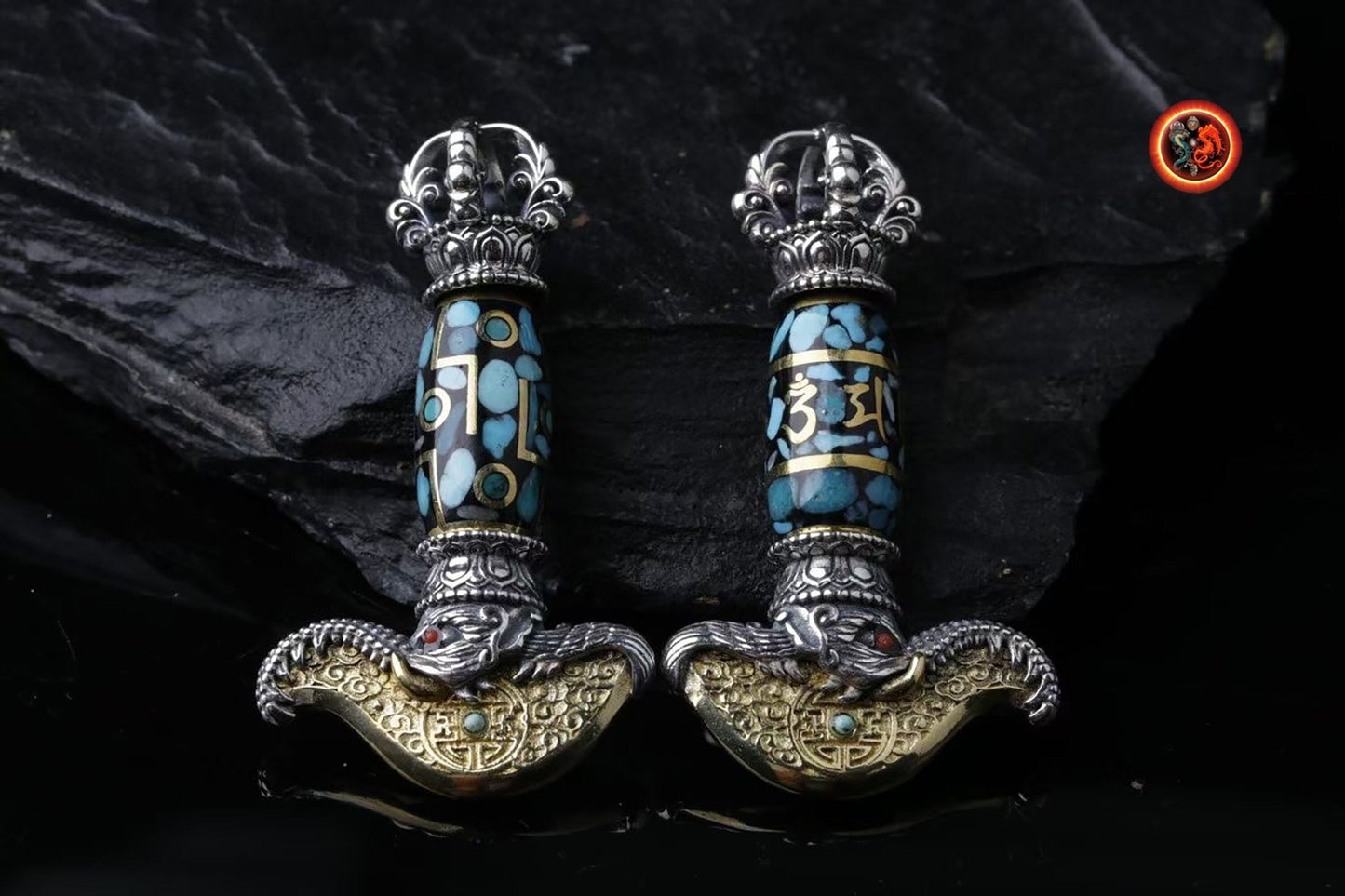 Kartika, Pendentif Bouddhiste Tibétain - Symbole Tantrique en Argent 925 et Cuivre