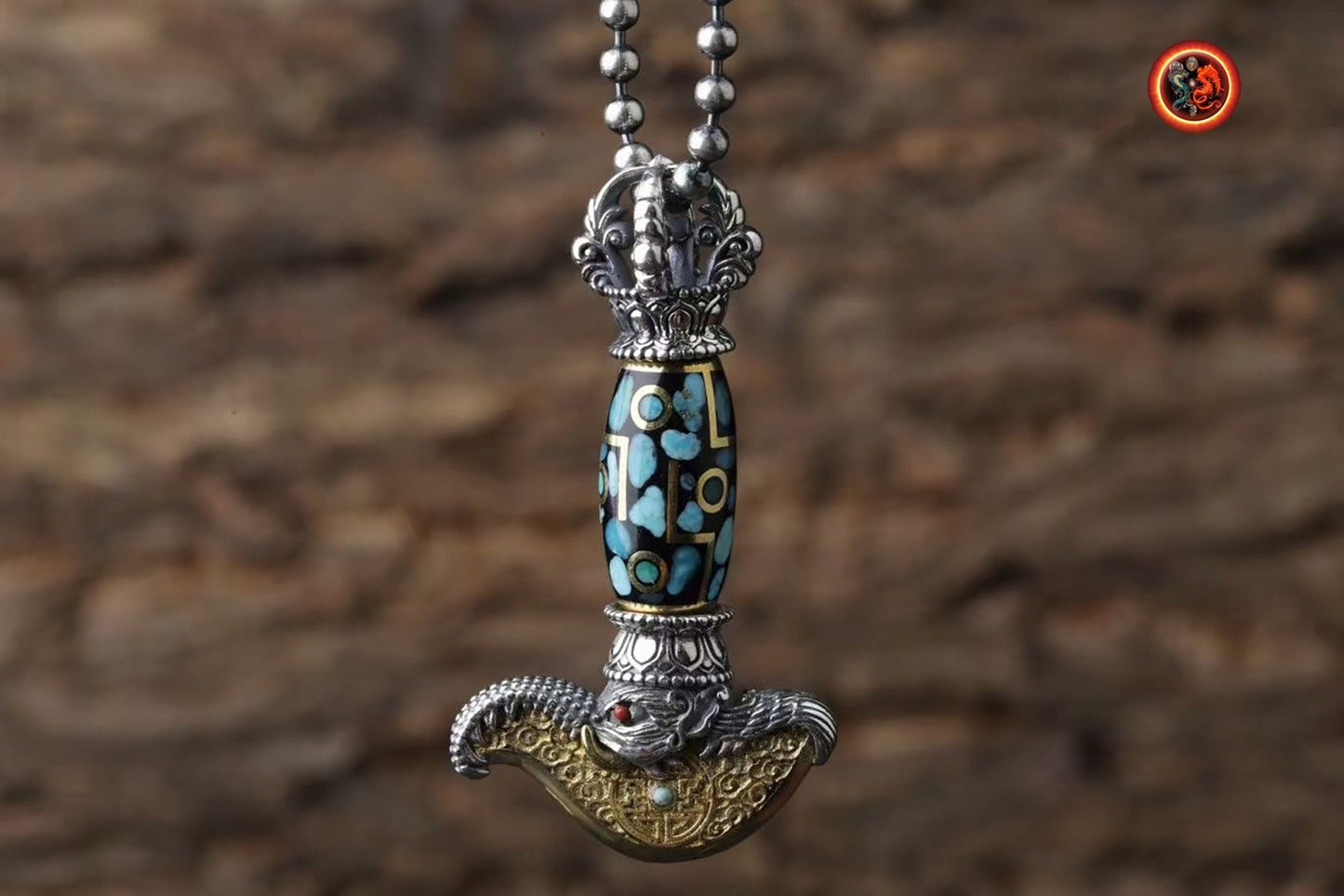 Kartika, Pendentif Bouddhiste Tibétain - Symbole Tantrique en Argent 925 et Cuivre