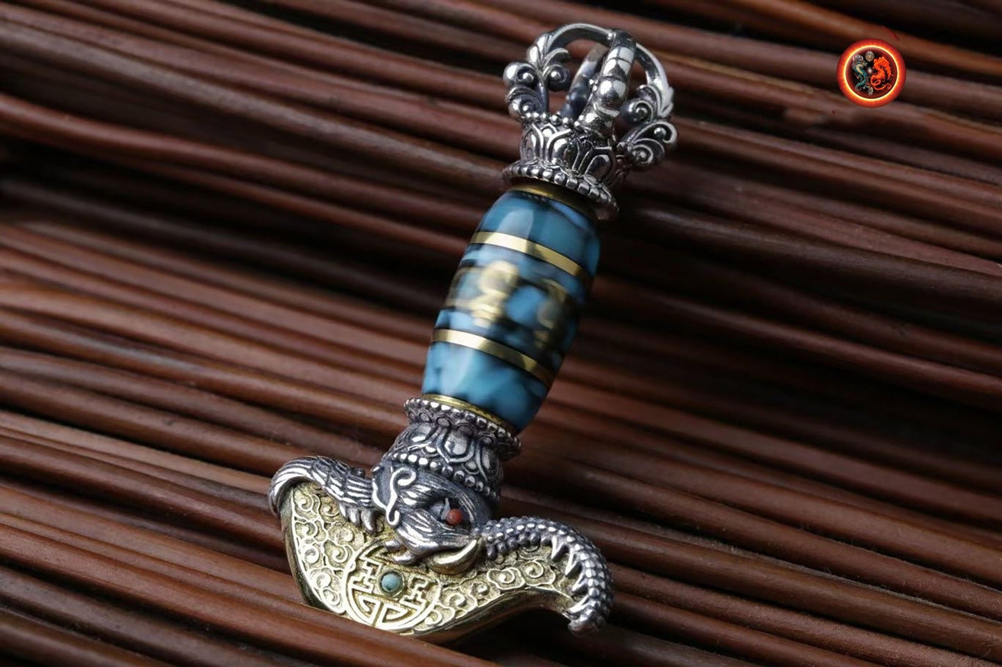 Kartika, Pendentif Bouddhiste Tibétain - Symbole Tantrique en Argent 925 et Cuivre
