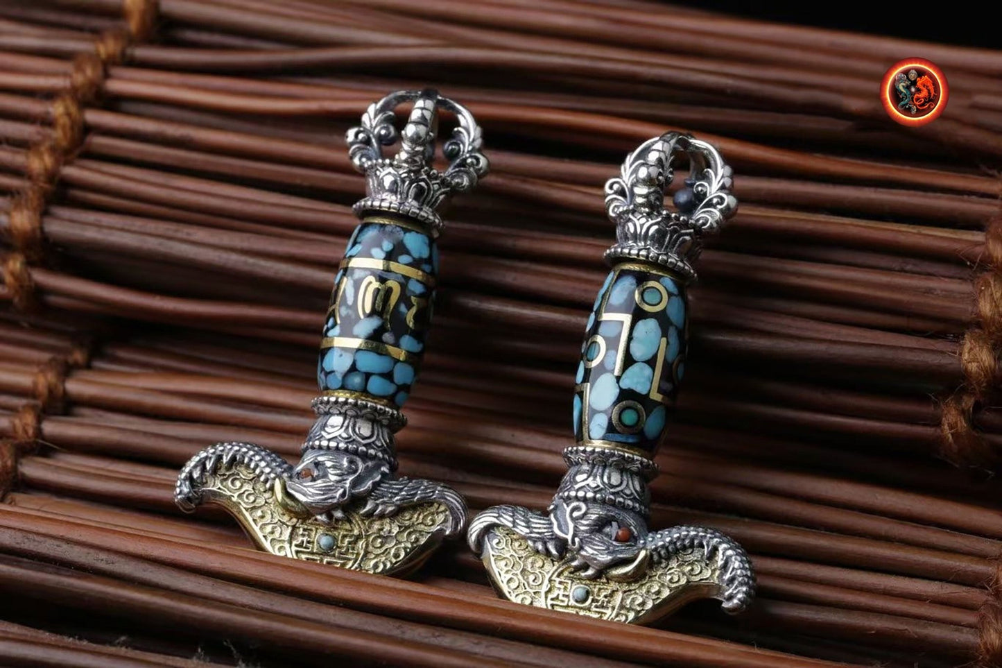 Kartika, Pendentif Bouddhiste Tibétain - Symbole Tantrique en Argent 925 et Cuivre