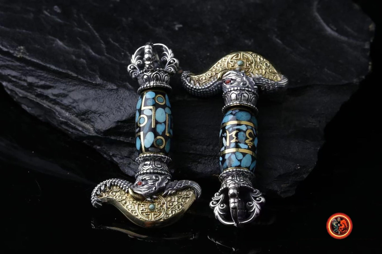 Kartika, Pendentif Bouddhiste Tibétain - Symbole Tantrique en Argent 925 et Cuivre