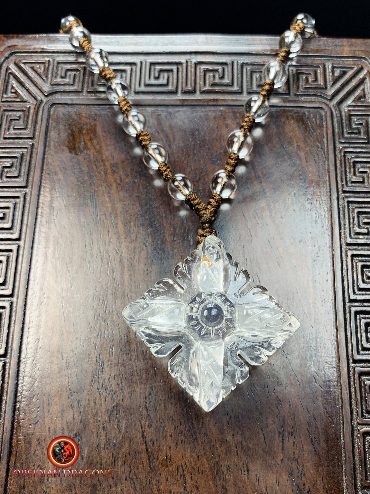 Pendentif dorje- Vajra- cristal de roche naturel