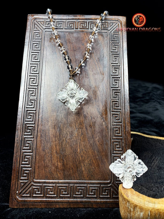 Pendentif dorje- Vajra- cristal de roche naturel