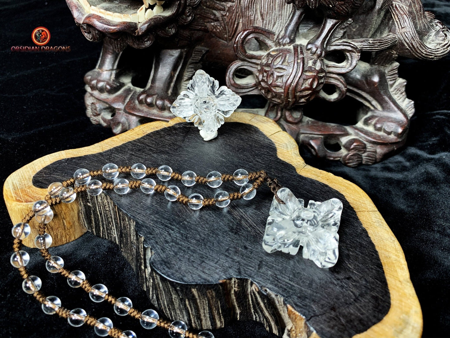 Pendentif dorje- Vajra- cristal de roche naturel