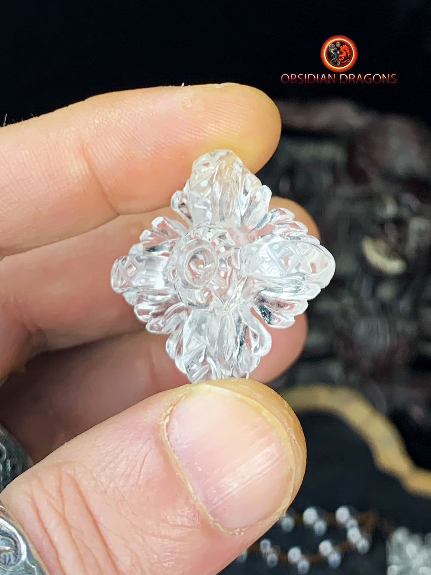 Pendentif dorje- Vajra- cristal de roche naturel